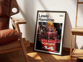 Lewis Hamilton Poster, Hamilton Ferrari Wall Art, Framed Ferrari F1 Print, Motorsport Grand Prix Decor, Car Racing Artwork, Lewis Ferrari 4362114450