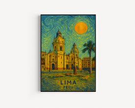 Lima Poster Print, Lima Travel Poster, Lima Van Gogh Style Wall Art, Lima, Peru