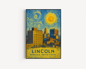 Lincoln Poster Print, Lincoln Travel Poster, Lincoln Van Gogh Style Wall Art, Lincoln, Nebraska, United States