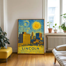 Lincoln Poster Print, Lincoln Travel Poster, Lincoln Van Gogh Style Wall Art, Lincoln, Nebraska, United States