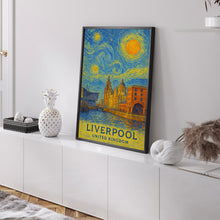 Liverpool Poster Print, Liverpool Travel Poster, Liverpool Van Gogh Style Wall Art, Liverpool, United Kingdom
