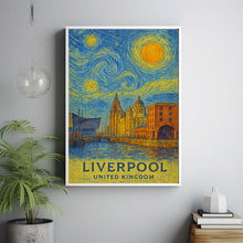 Liverpool Poster Print, Liverpool Travel Poster, Liverpool Van Gogh Style Wall Art, Liverpool, United Kingdom