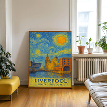 Liverpool Poster Print, Liverpool Travel Poster, Liverpool Van Gogh Style Wall Art, Liverpool, United Kingdom