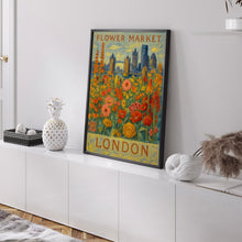 London Flower Market Poster, Wall Decor, United Kingdom Floral Illustration, Botanical Gallery Wall Art, Gift For Friend, Travel Poster