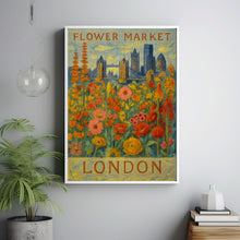 London Flower Market Poster, Wall Decor, United Kingdom Floral Illustration, Botanical Gallery Wall Art, Gift For Friend, Travel Poster