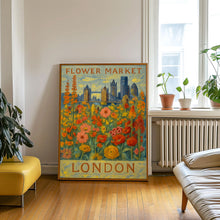 London Flower Market Poster, Wall Decor, United Kingdom Floral Illustration, Botanical Gallery Wall Art, Gift For Friend, Travel Poster