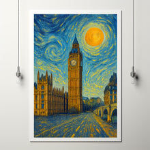 London Poster Print, London Travel Poster, London Van Gogh Style Wall Art, London, United Kingdom