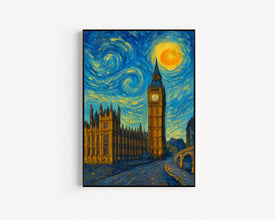 London Poster Print, London Travel Poster, London Van Gogh Style Wall Art, London, United Kingdom