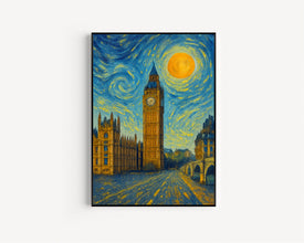 London Poster Print, London Travel Poster, London Van Gogh Style Wall Art, London, United Kingdom