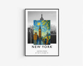London Travel Poster, Big Ben, House Of Parliament, London Landmarks, Vintage Travel Print, Westminster Bridge, River Thames, Art Deco Print