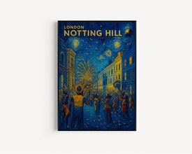 London Travel Poster, England Wall Art Print, Illustration Poster, Carnival print, Home & Office decor, Gift idea, Notting Hill Travel print