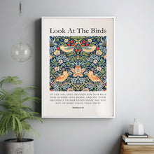 Look At the Birds, William Morris Prints, Bible Verse Wall Art, Christian Wall Art