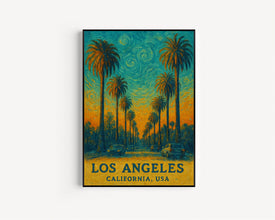 Los Angeles Print No 3, Los Angeles Photo Poster, Los Angeles Travel Wall Art, Los Angeles Map, Los Angeles Van Gogh Style, California, USA