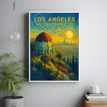 Los Angeles travel poster, Los Angeles Griffith Observatory Poster Wall Art, La California travel print, Personalized Wall Home Decor