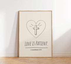Love is Patient Wall Print, Spiritual Art, Christian Poster, Bible Verse, Digital Download Print, Wall Decor, Printable Art, Christian Gift 1651636812