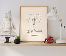 Love is Patient Wall Print, Spiritual Art, Christian Poster, Bible Verse, Digital Download Print, Wall Decor, Printable Art, Christian Gift 1651636812