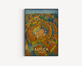 Lucca Italy Poster – Piazza dell’Anfiteatro, Tuscan Travel Art Print
