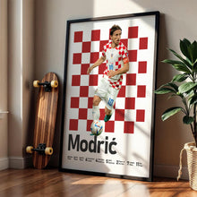 Luka Modric Croatia Football Poster, Midfield Legend Art, Red Checkered Print 1517390788