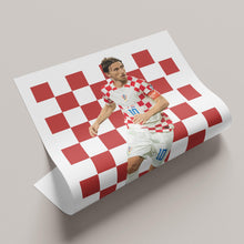 Luka Modric Croatia Football Poster, Midfield Legend Art, Red Checkered Print 1517390788