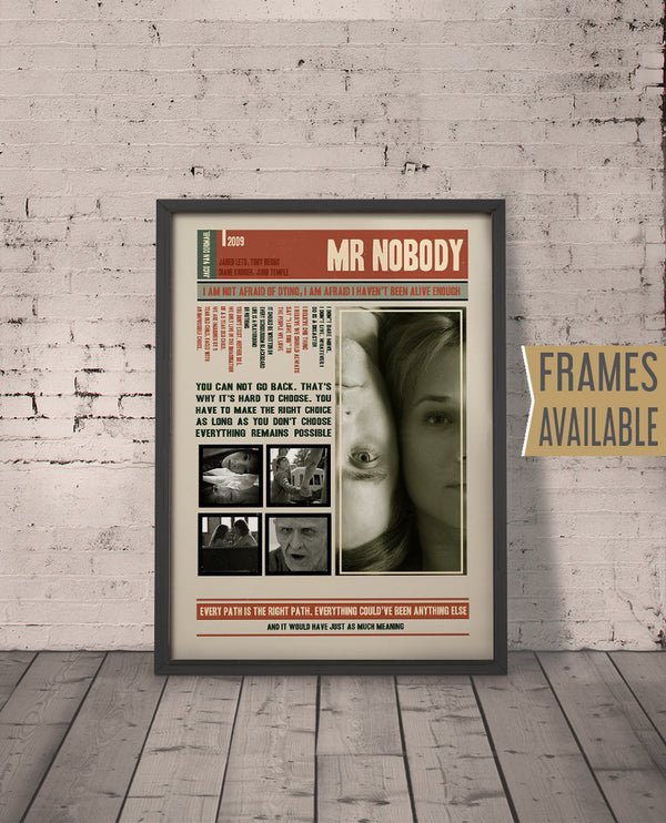 MR NOBODY Movie Poster  Film Quote Print  Framed Movie Poster  Cinema Home Decor  Wall Art Gallery Christmas Gift For Film Lovers 247857111