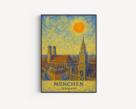München Poster Print, München Travel Poster, München Van Gogh Style Wall Art, München, Germany