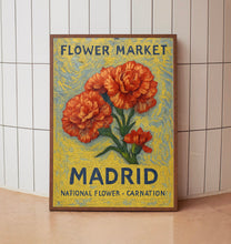 Madrid Spain Flower Market Art Print, Carnation Wall Art, Spanish Botanical Poster, Floral Decor, C31-420