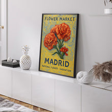 Madrid Spain Flower Market Art Print, Carnation Wall Art, Spanish Botanical Poster, Floral Decor, C31-420