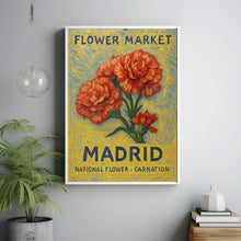 Madrid Spain Flower Market Art Print, Carnation Wall Art, Spanish Botanical Poster, Floral Decor, C31-420