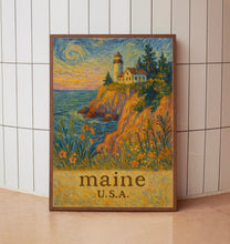 Maine Coastal Scenery Poster, Travel-Inspired Wall Art, State Landmarks Decor, Home & Office Decoration