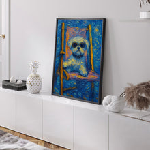 Maltese in Sunglasses Poster, White Dog Beach House Art, Puppy Summer Print, Coastal Dog Wall Decor, Beach House Wall Art, Puppy Decor