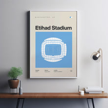 Manchester City Poster, Manchester Etihad Stadium Print, Mid Century Modern Soccer Post-UZ0MXY