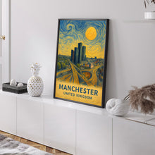 Manchester Poster Print, Manchester Travel Poster, Manchester Van Gogh Style Wall Art, Manchester, United Kingdom