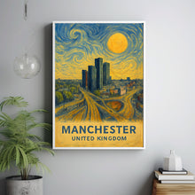 Manchester Poster Print, Manchester Travel Poster, Manchester Van Gogh Style Wall Art, Manchester, United Kingdom