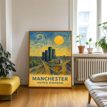 Manchester Poster Print, Manchester Travel Poster, Manchester Van Gogh Style Wall Art, Manchester, United Kingdom