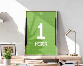 Manuel Neuer Jersey Poster, German Goalkeeper Shirt Art Sport Poster 1512920502