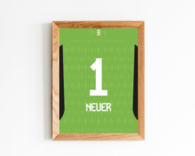 Manuel Neuer Jersey Poster, German Goalkeeper Shirt Art Sport Poster 1512920502