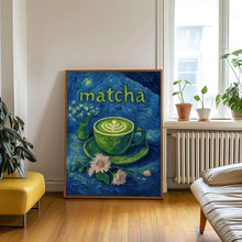 Matcha Latte Print, Painted Matcha Poster, Trendy Kitchen Wall Art, Dorm Decor, Kitchen Cafe Coffee Shop, Retro Aesthetic, Japanese Poster