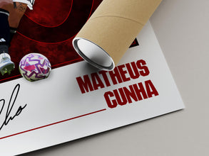 Matheus Cunha Poster United Football Print, Football Fan Gift 4398958073
