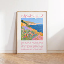 Matthew 1128 Coastal Granddaughter Print, Christian Wall Art, Coastal Pink Trendy Apartment Decor Housewarming Gift Digital Download 1796708890