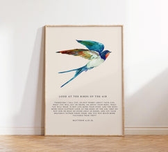 Matthew 625-26, Look at the Birds of the Air, Vintage Bible Verse Printable, Vintage Christian Wall Art, Vintage Birds, Scripture Printable 1853476674