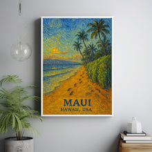 Maui Print, Maui Photo Poster, Maui Travel Wall Art, Maui Map Print, Maui Van Gogh Style Print, Maui Wall Décor