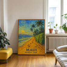 Maui Print, Maui Photo Poster, Maui Travel Wall Art, Maui Map Print, Maui Van Gogh Style Print, Maui Wall Décor
