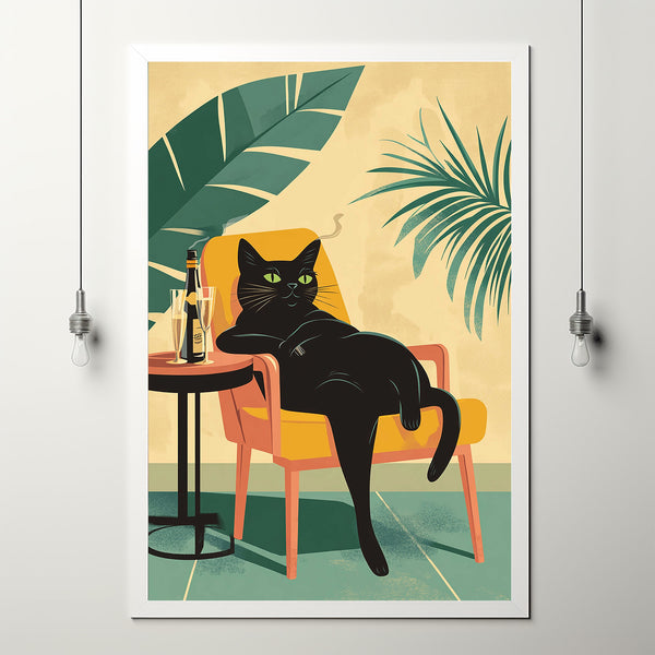 Maximalist Art, Black Cat Print, Dopamine Decor, Trendy Art, Kitchen Decor, Kitsch Aesthetic Wall Art