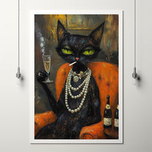 Maximalist Wall Art, Cat Poster, Dopamine Decor, Bar Cart Decor, Cat Decor, Pink Kitsch Aesthetic, Preppy Wall Art