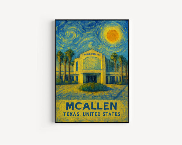McAllen Poster Print, McAllen Travel Poster, McAllen Van Gogh Style Wall Art, McAllen, Texas, United States