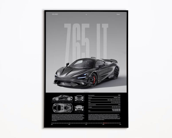 Mclaren 765LT Poster _ Physical Print _ Hyper Car Poster _ Super Car Print _ Art Print _ Poster _ Home Decor _ Wall Decor