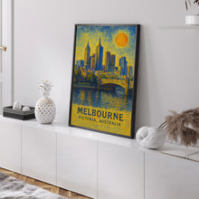 Melbourne Poster Print, Melbourne Travel Poster, Melbourne Van Gogh Style Wall Art, Melbourne, Victoria, Australia