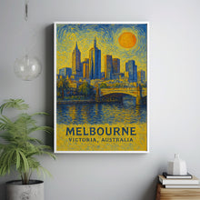 Melbourne Poster Print, Melbourne Travel Poster, Melbourne Van Gogh Style Wall Art, Melbourne, Victoria, Australia