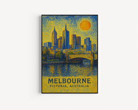 Melbourne Poster Print, Melbourne Travel Poster, Melbourne Van Gogh Style Wall Art, Melbourne, Victoria, Australia