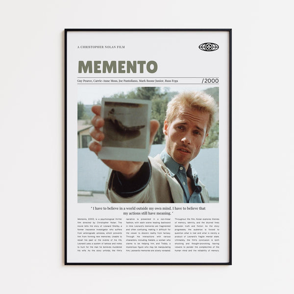 Memento, Christopher Nolan, Retro Movie Poster, Custom Movie Poster 4421166605